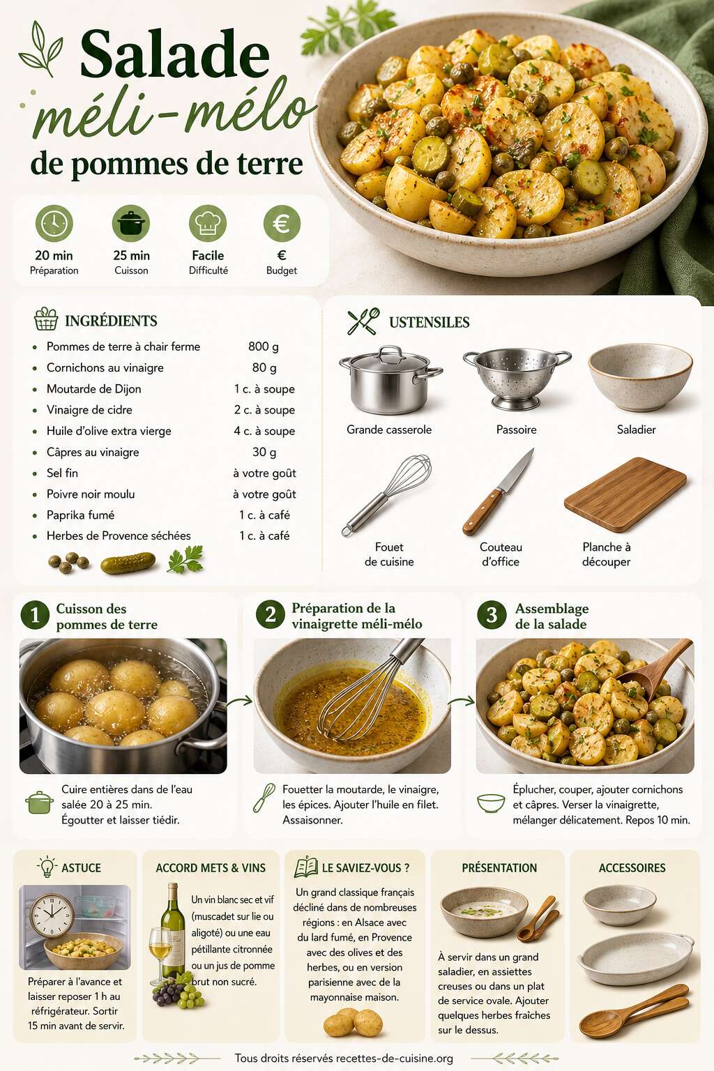 Fiche recette Recette de salade méli-mélo de pommes de terre Fiche recette Recette de salade méli-mélo de pommes de terre