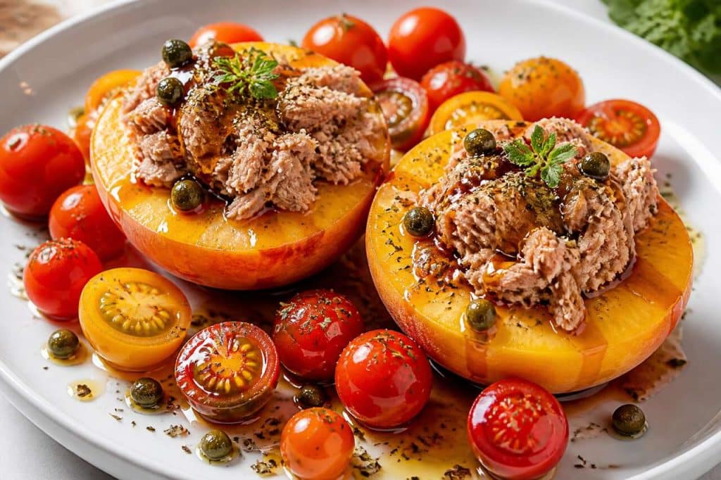 Recette facile de pêches au thon et tomates cerise