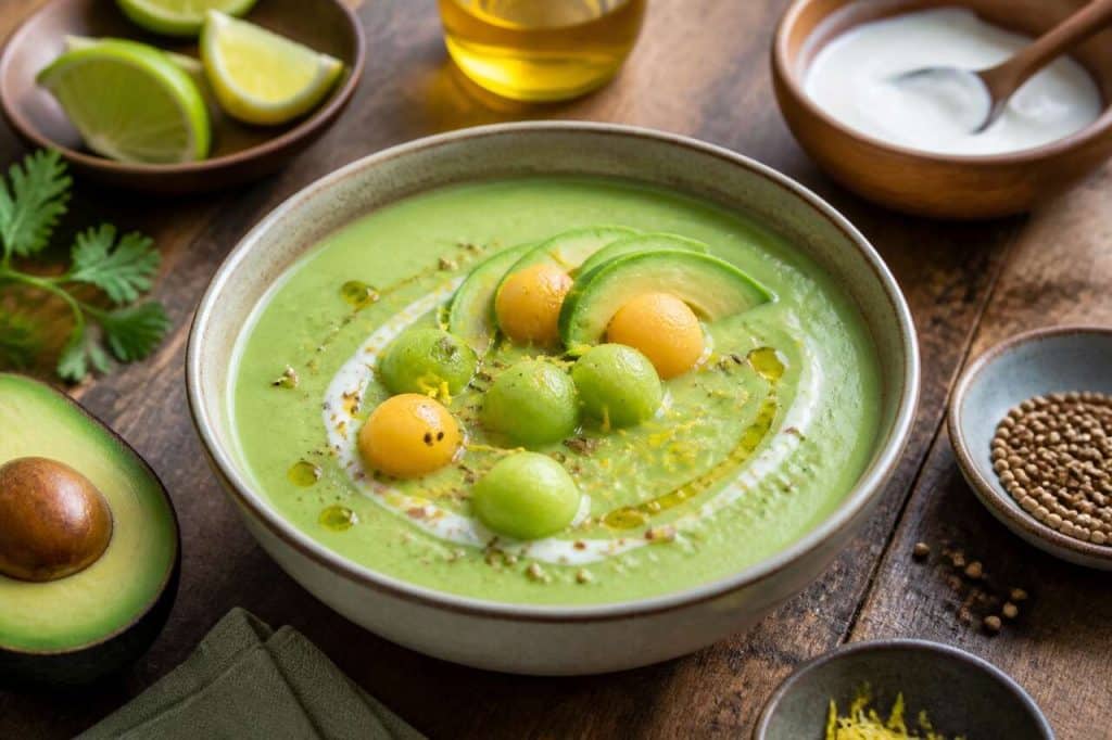 Recette de soupe d'avocats aux billes de melon