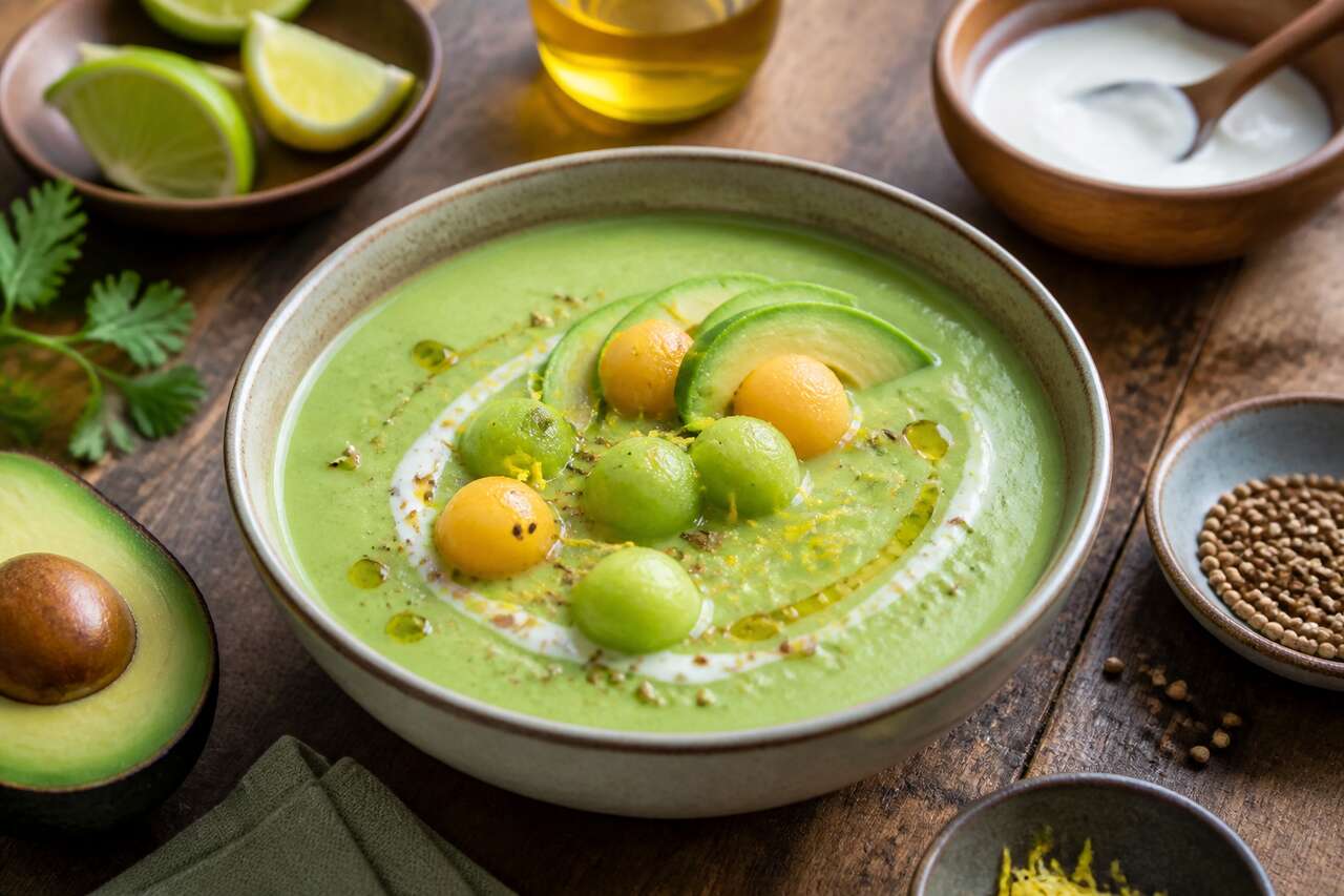Recette de soupe d'avocats aux billes de melon