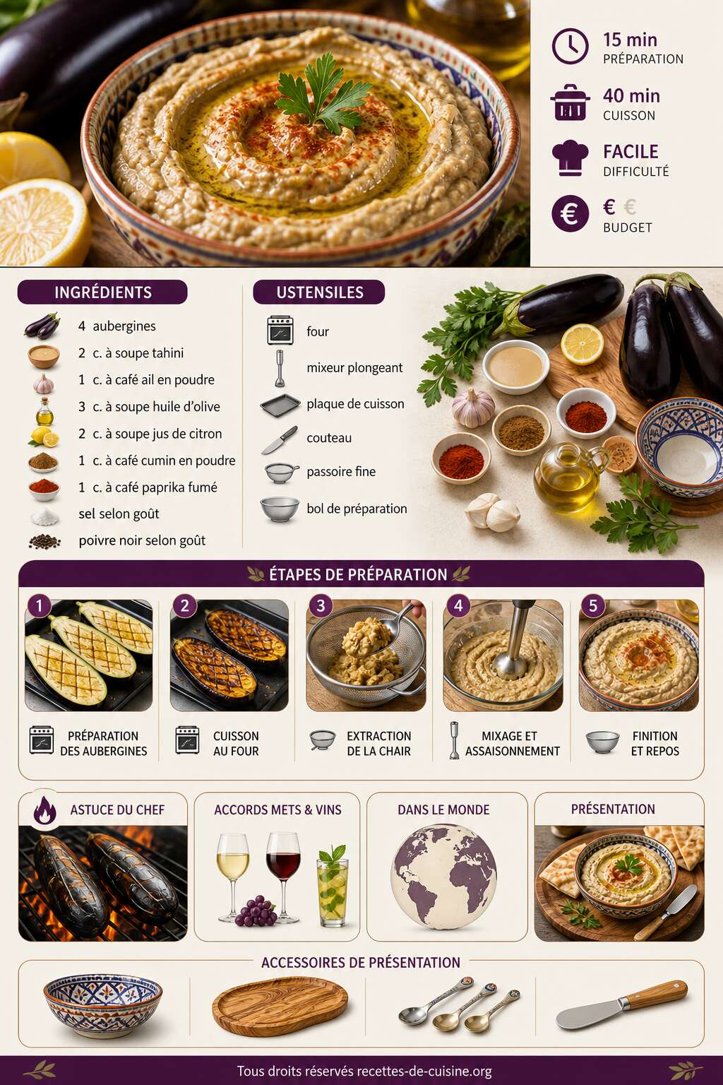 Fiche recette Recette facile de mousse d'aubergines