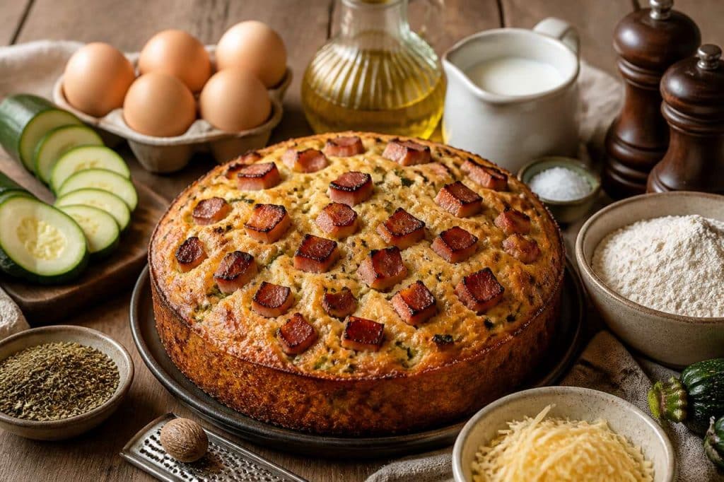 Recette de cake aux courgettes et dés d'épaule facile et savoureux