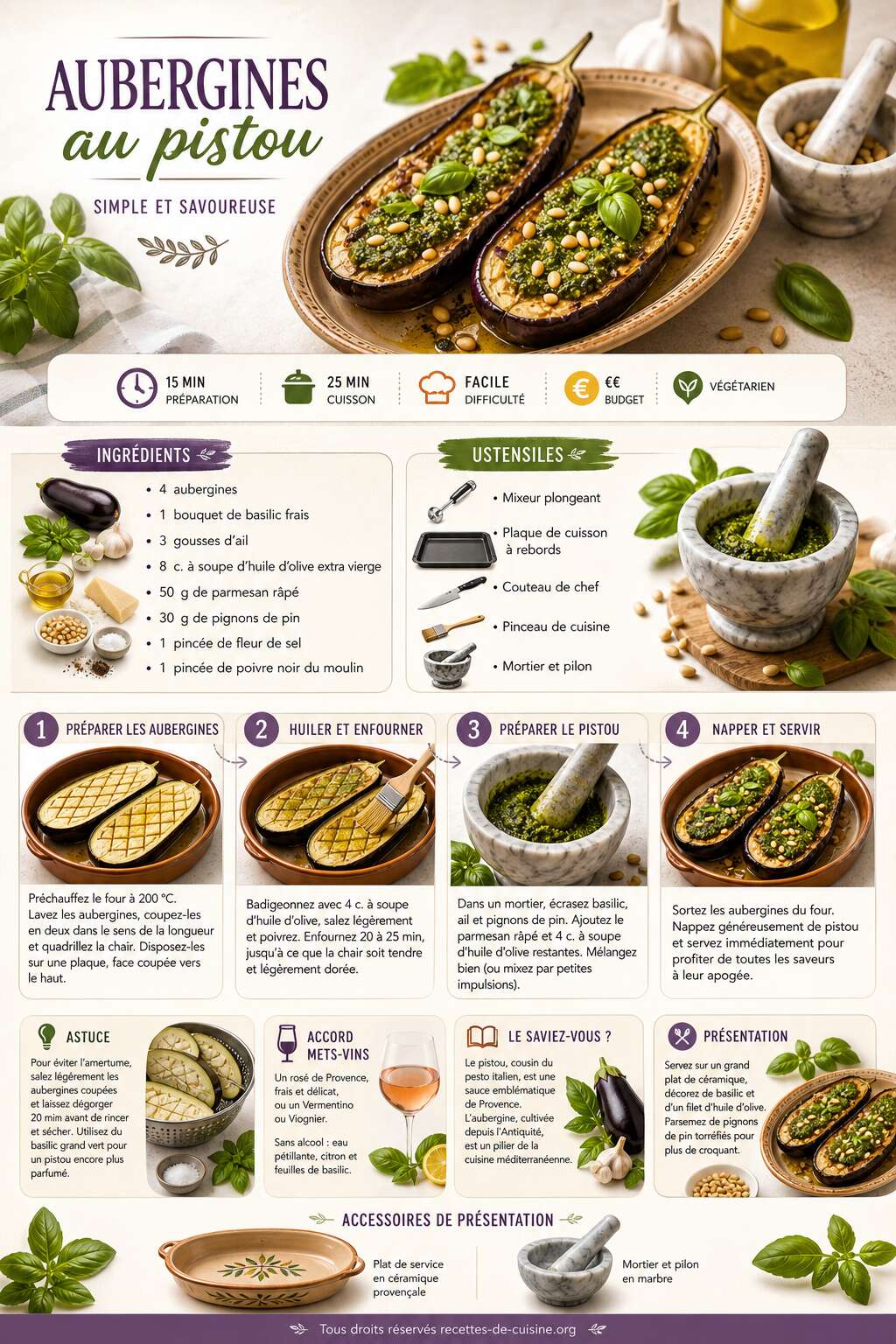 Fiche recette Recette d'aubergines au pistou : simple et savoureuse Fiche recette Recette d'aubergines au pistou : simple et savoureuse