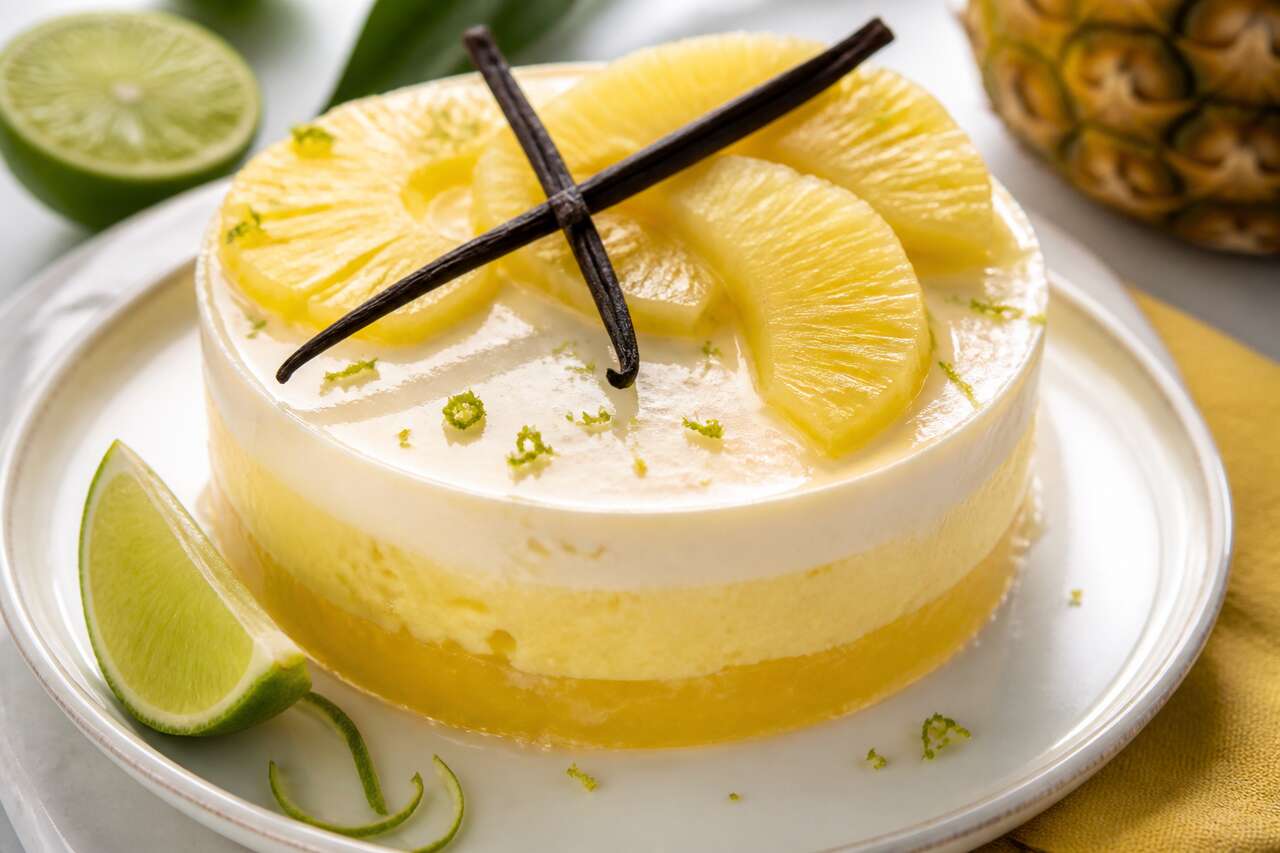 Recette d'entremets exotique ananas, vanille et citron vert