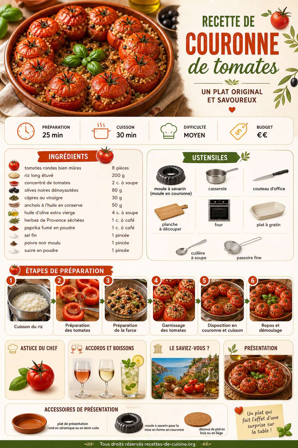 Fiche recette Recette de couronne de tomates : un plat original et savoureux