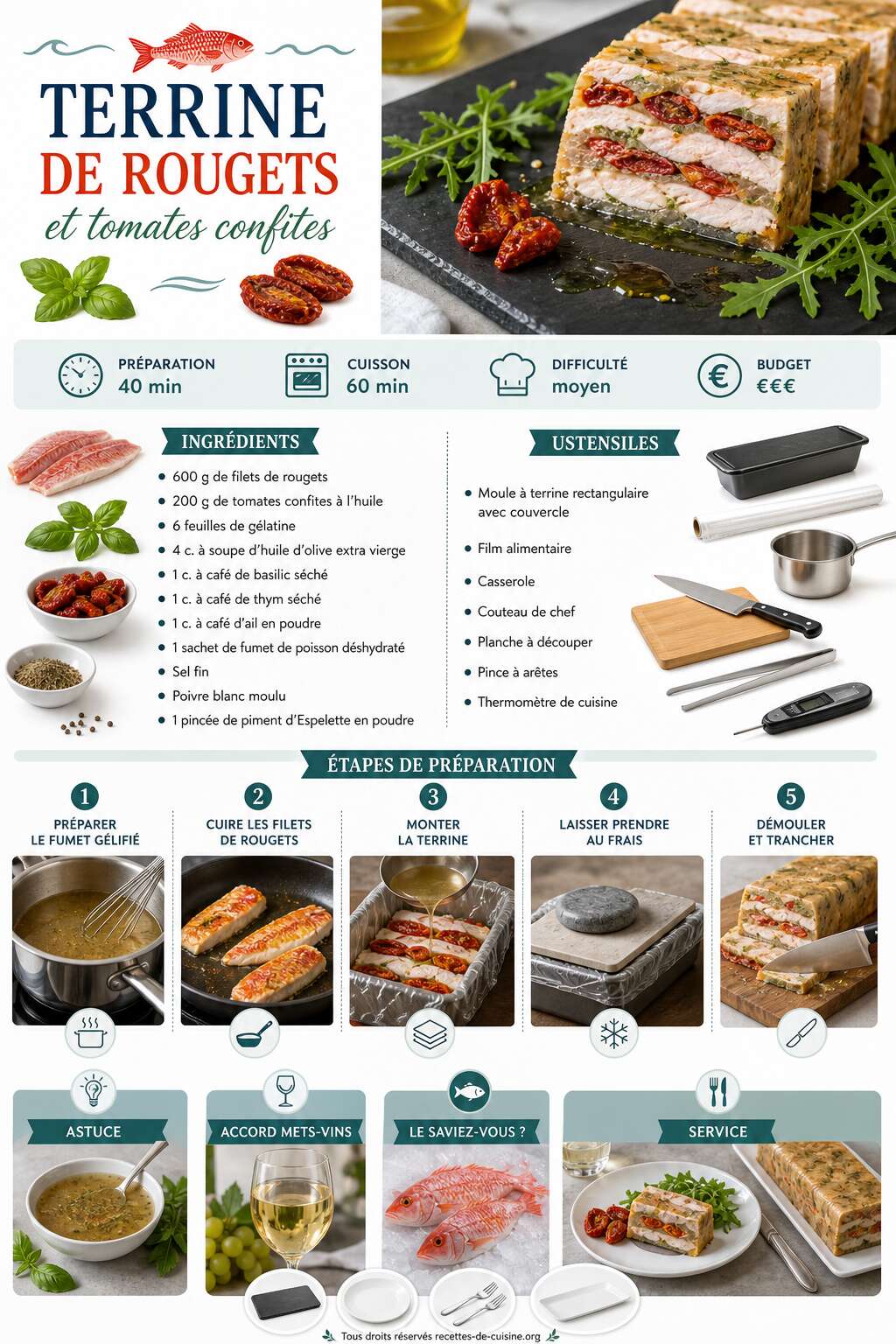 Fiche recette Recette de terrine de rougets et tomates confites Fiche recette Recette de terrine de rougets et tomates confites