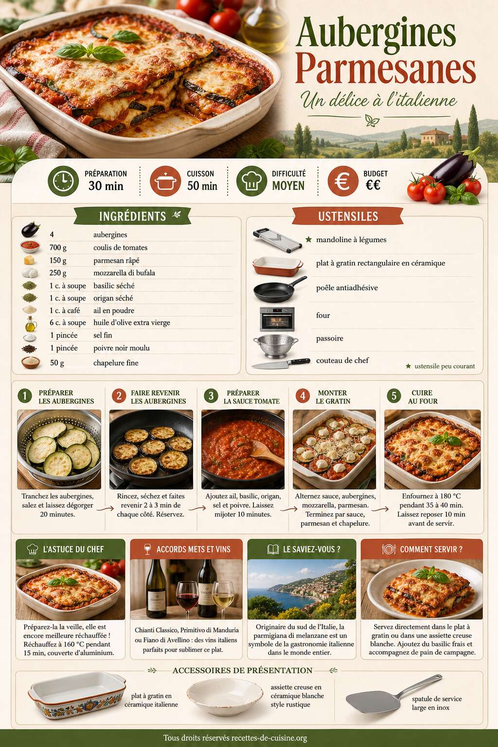 Fiche recette Recette d'aubergines parmesanes : un délice à l'italienne Fiche recette Recette d'aubergines parmesanes : un délice à l'italienne