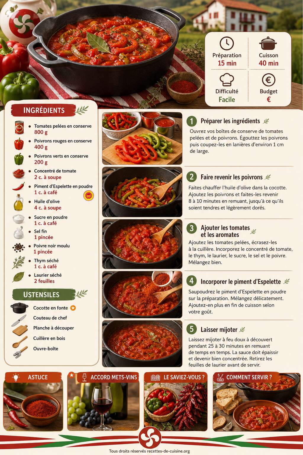 Fiche recette Recette de tomates basquaises : simple et savoureuse