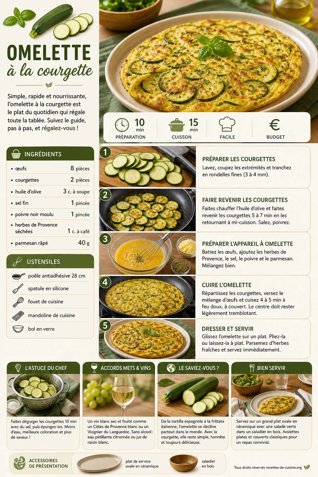 Fiche recette Recette facile d'omelette &agrave; la courgette
