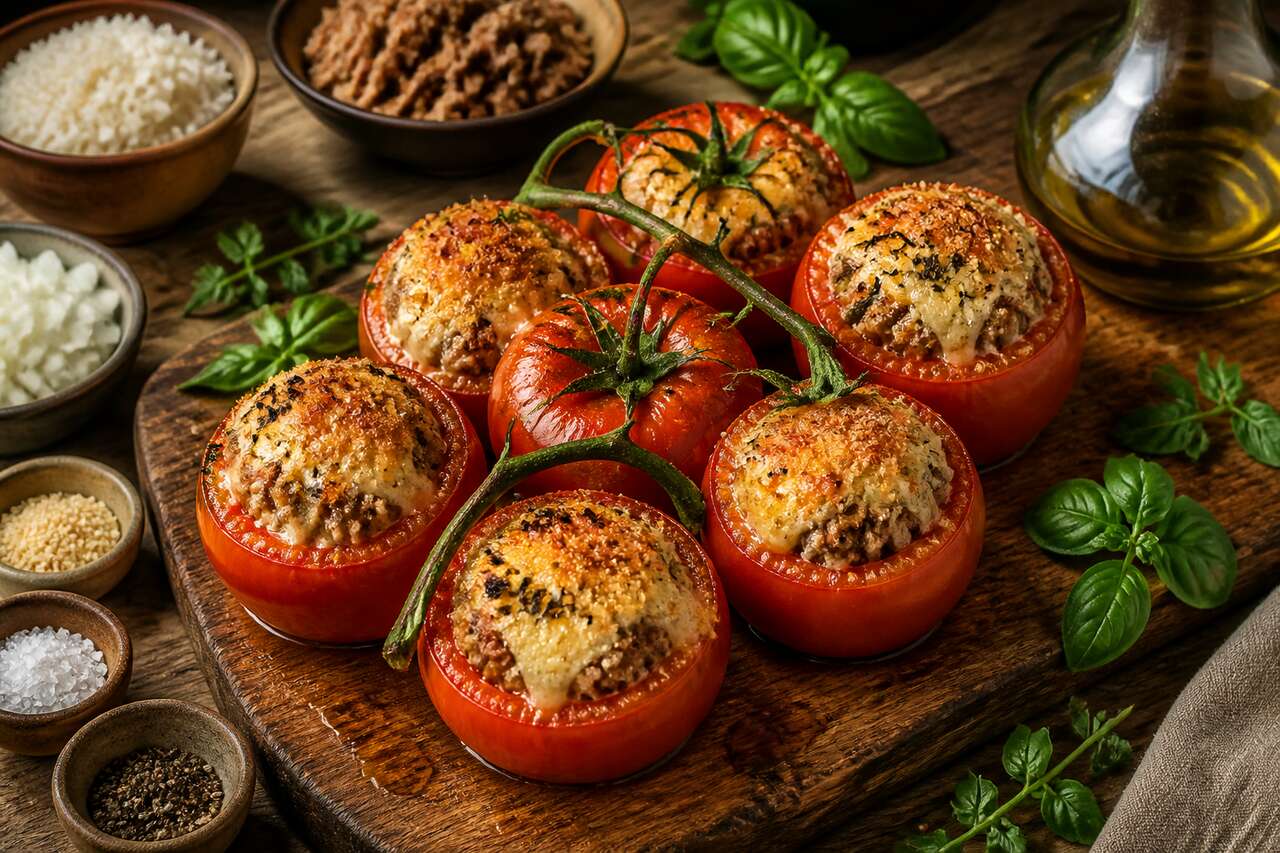 Recette de tomates en grappe farcies et parfumées au basilic