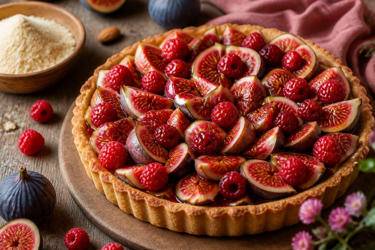 Recette de tarte aux figues et framboises