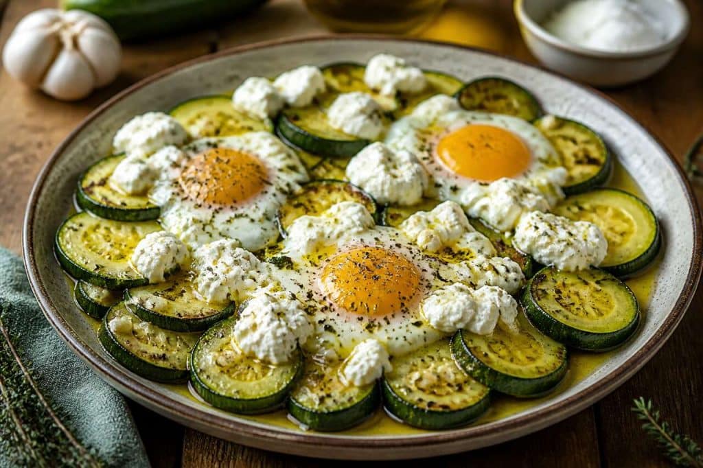 Recette de courgettes à la crème de chèvre et aux œufs