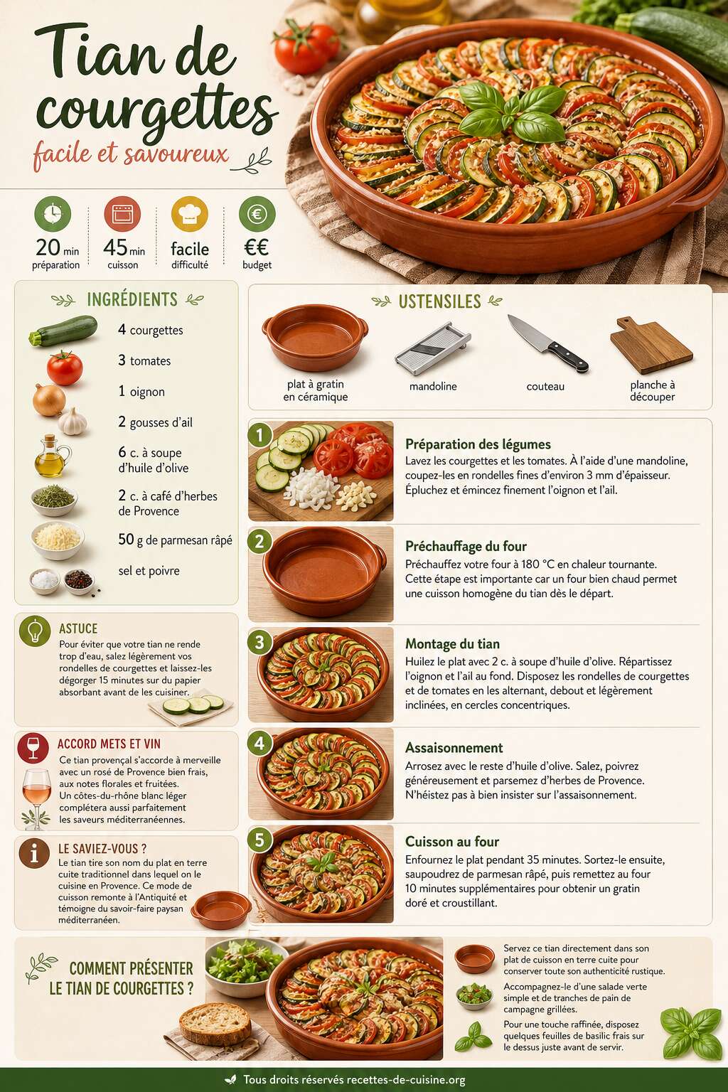 Fiche recette Recette du tian de courgettes facile et savoureux Fiche recette Recette du tian de courgettes facile et savoureux