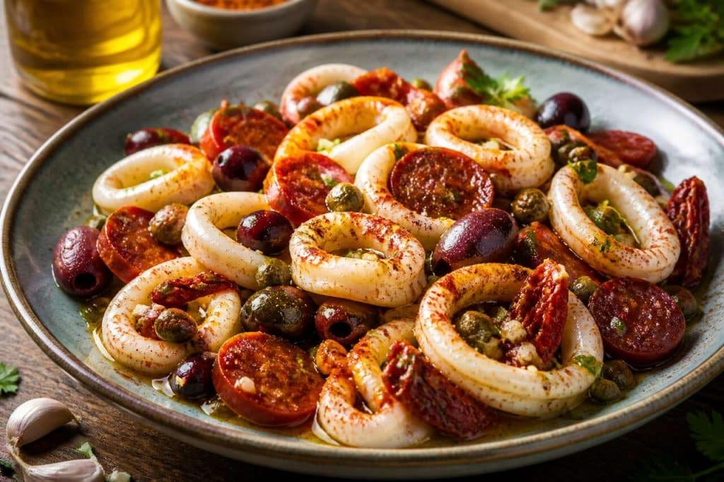 Recette de salade de calamar à la niçoise et chorizo