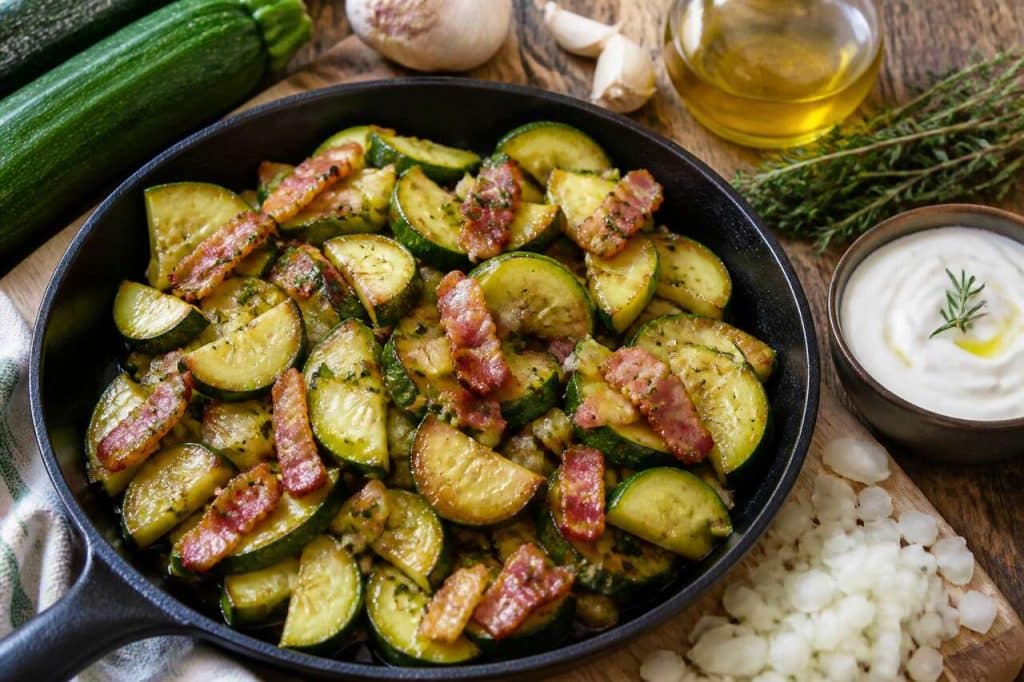 Recette facile de courgettes aux lardons