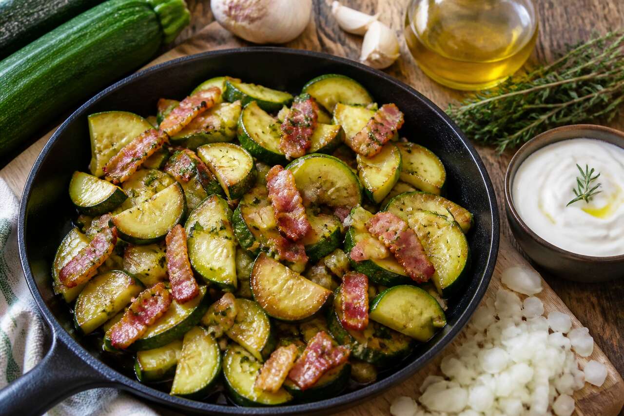 Recette facile de courgettes aux lardons
