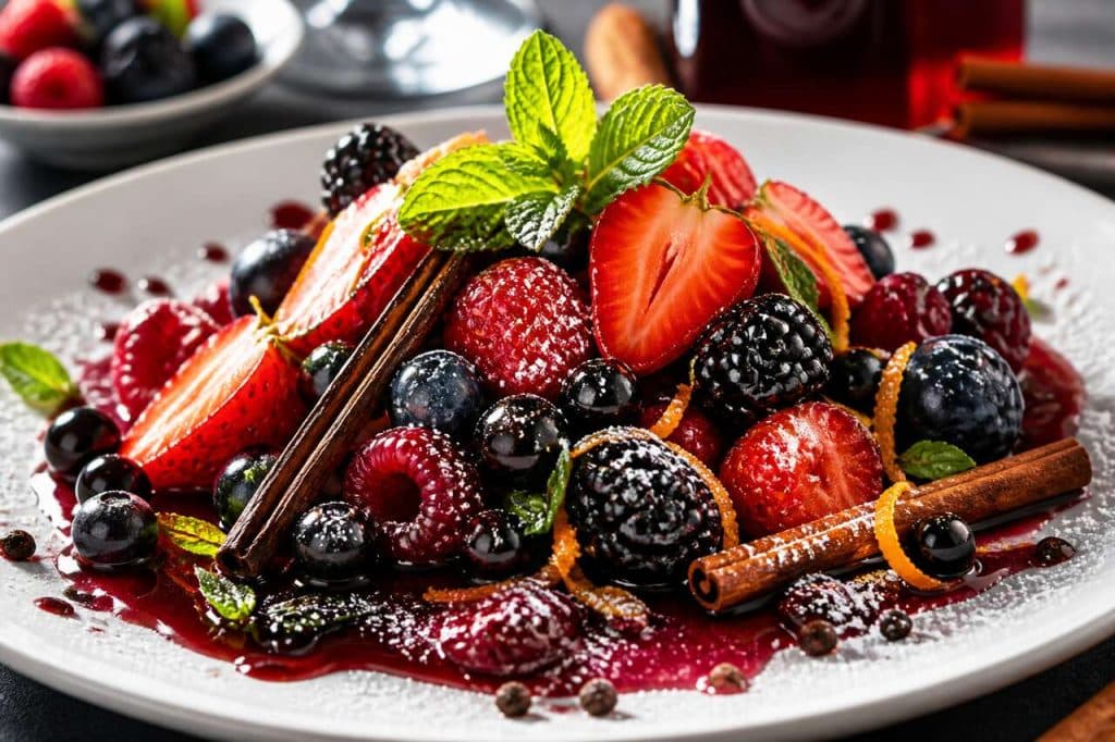 Recette de fruits rouges et noirs au jus de vin des coteaux d'Aix