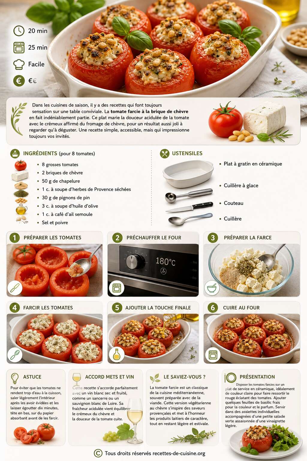 Fiche recette Recette de tomates farcies &agrave; la brique de ch&egrave;vre