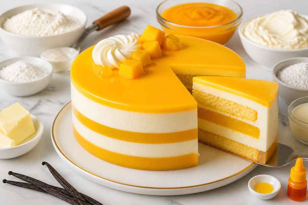 Recette du layer cake vanille et mangue