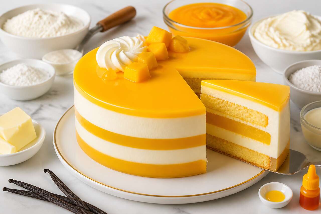 Recette du layer cake vanille et mangue