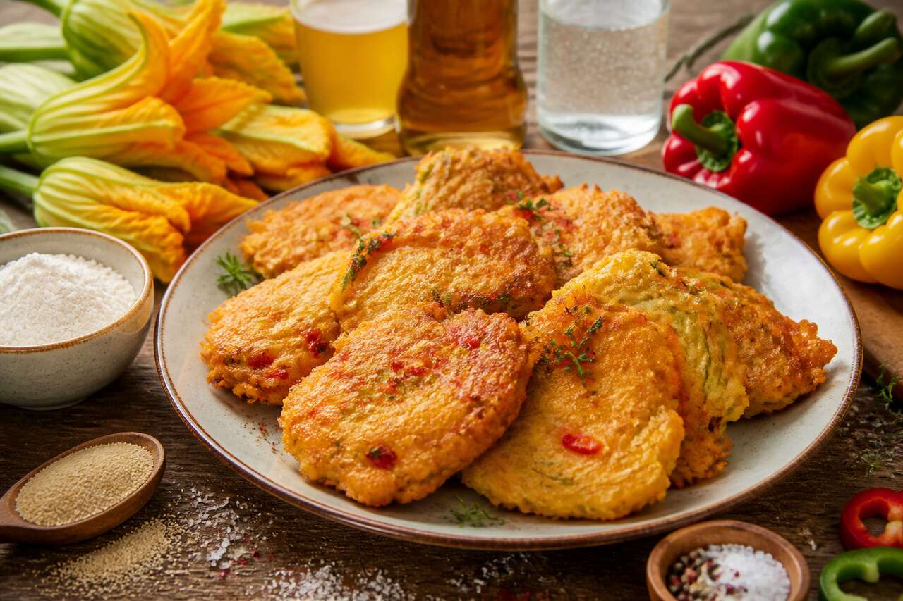 Recette de beignets de fleurs de courgettes et de poivrons