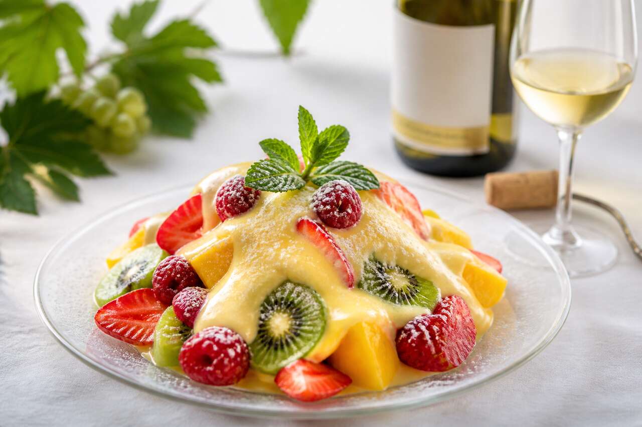 Recette de mosaïque de fruits au sabayon de Montlouis