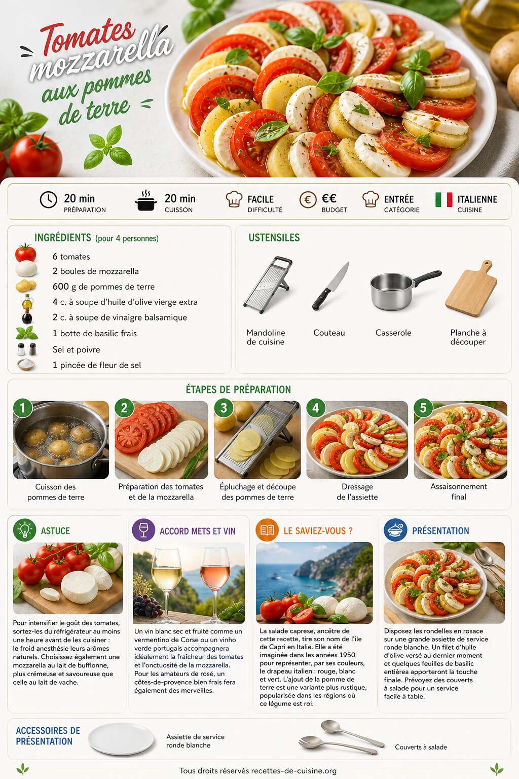 Fiche recette Recette de tomates mozzarella aux pommes de terre Fiche recette Recette de tomates mozzarella aux pommes de terre