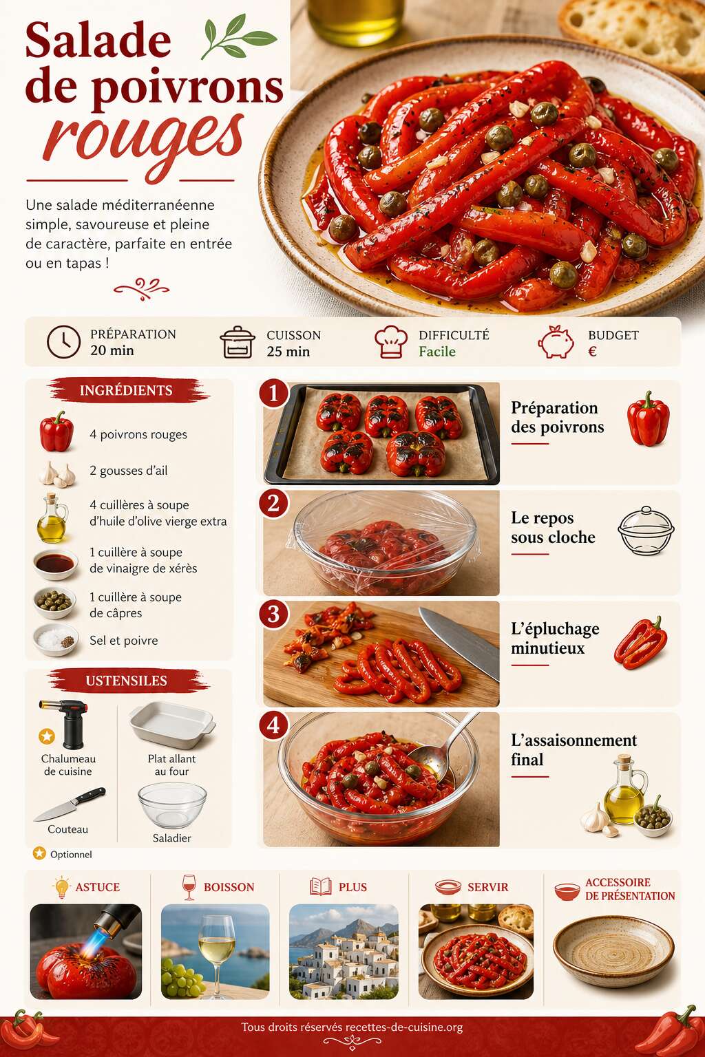Fiche recette Recette facile de salade de poivrons rouges Fiche recette Recette facile de salade de poivrons rouges