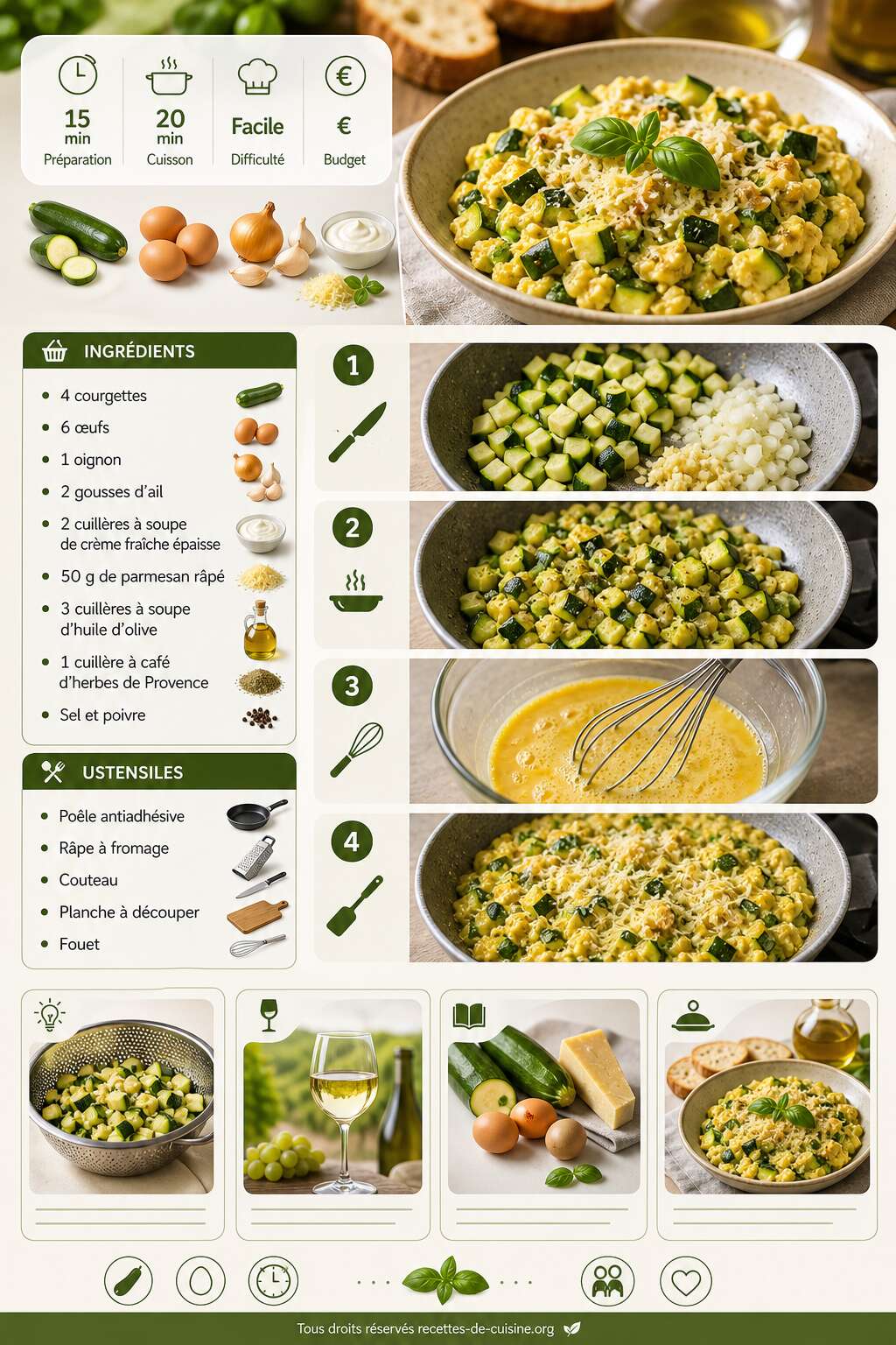 Fiche recette Recette facile de courgettes aux œufs Fiche recette Recette facile de courgettes aux œufs