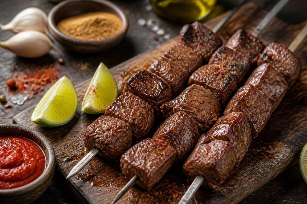 Recette de brochettes de bœuf au citron vert et à la sauce tomate