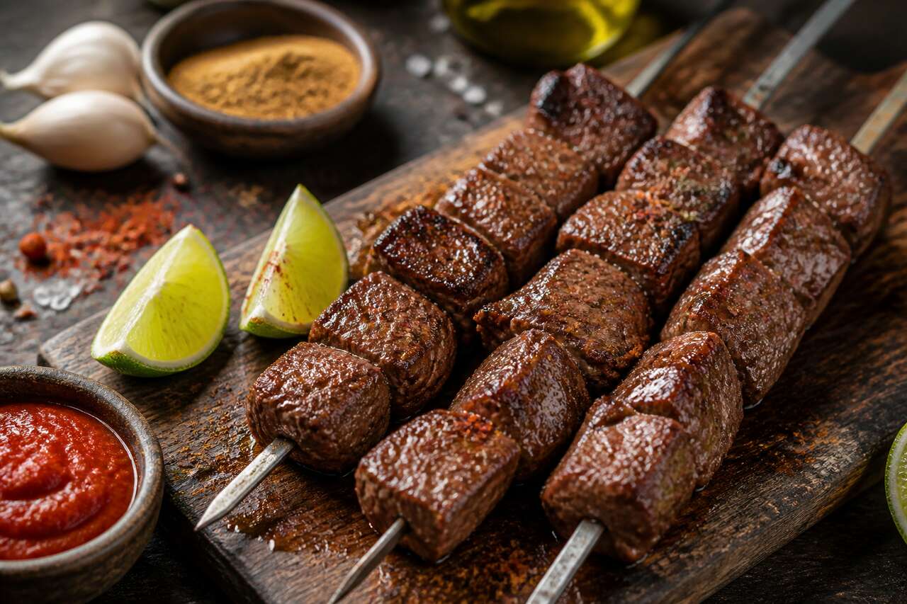 Recette de brochettes de bœuf au citron vert et à la sauce tomate