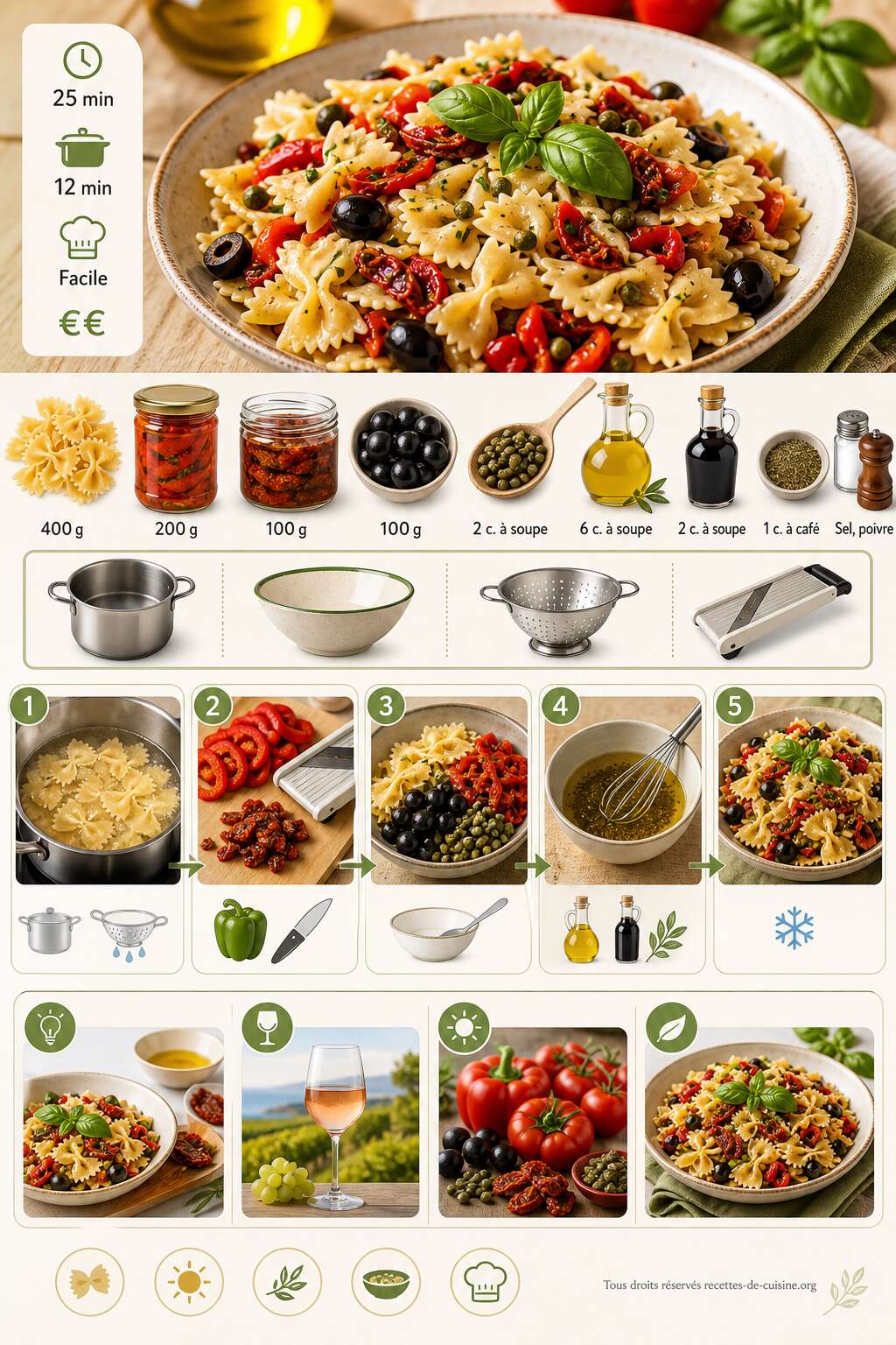 Fiche recette Recette de salade de farfalles &agrave; la boh&eacute;mienne : un plat frais et savoureux