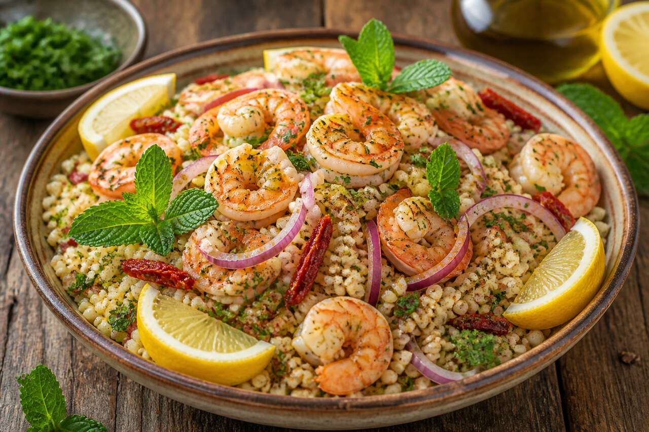 Recette de taboulé aux oignons et aux crevettes : frais et savoureux