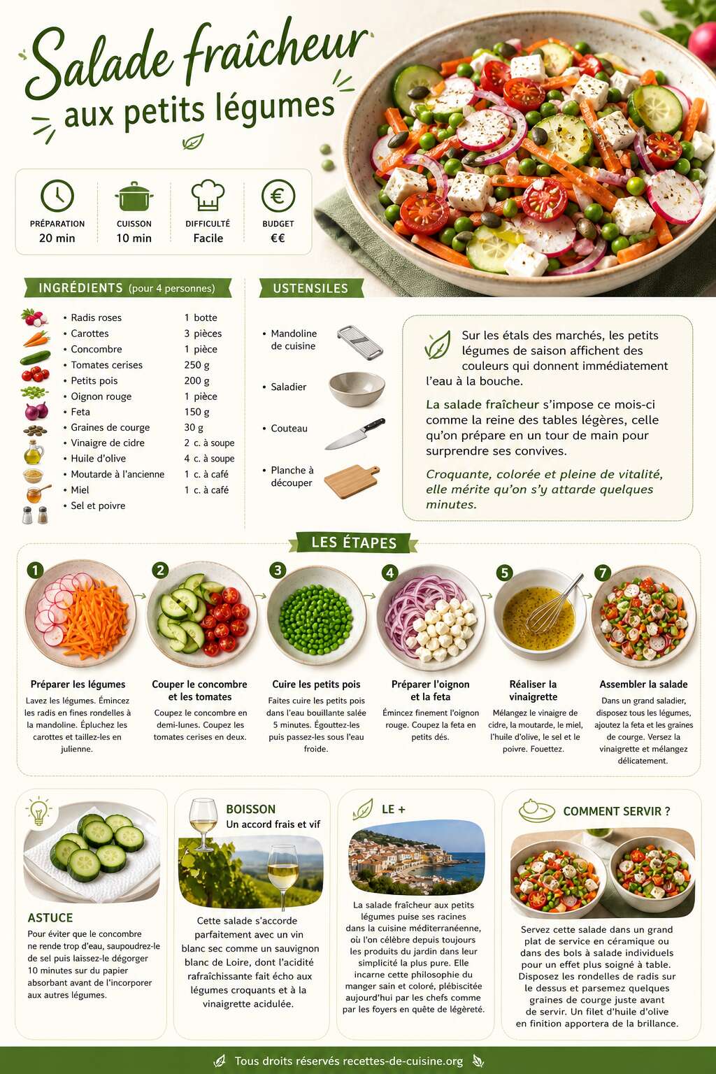 Fiche recette Recette de salade fraîcheur aux petits légumes Fiche recette Recette de salade fraîcheur aux petits légumes