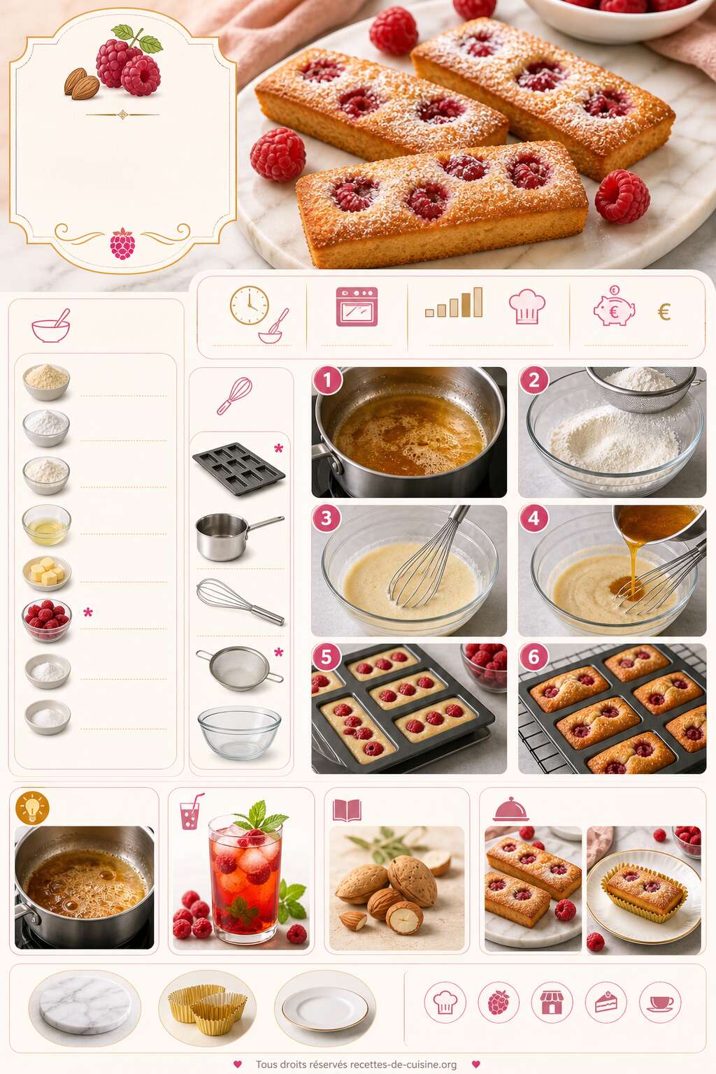 Fiche recette Recette du financier aux framboises Fiche recette Recette du financier aux framboises