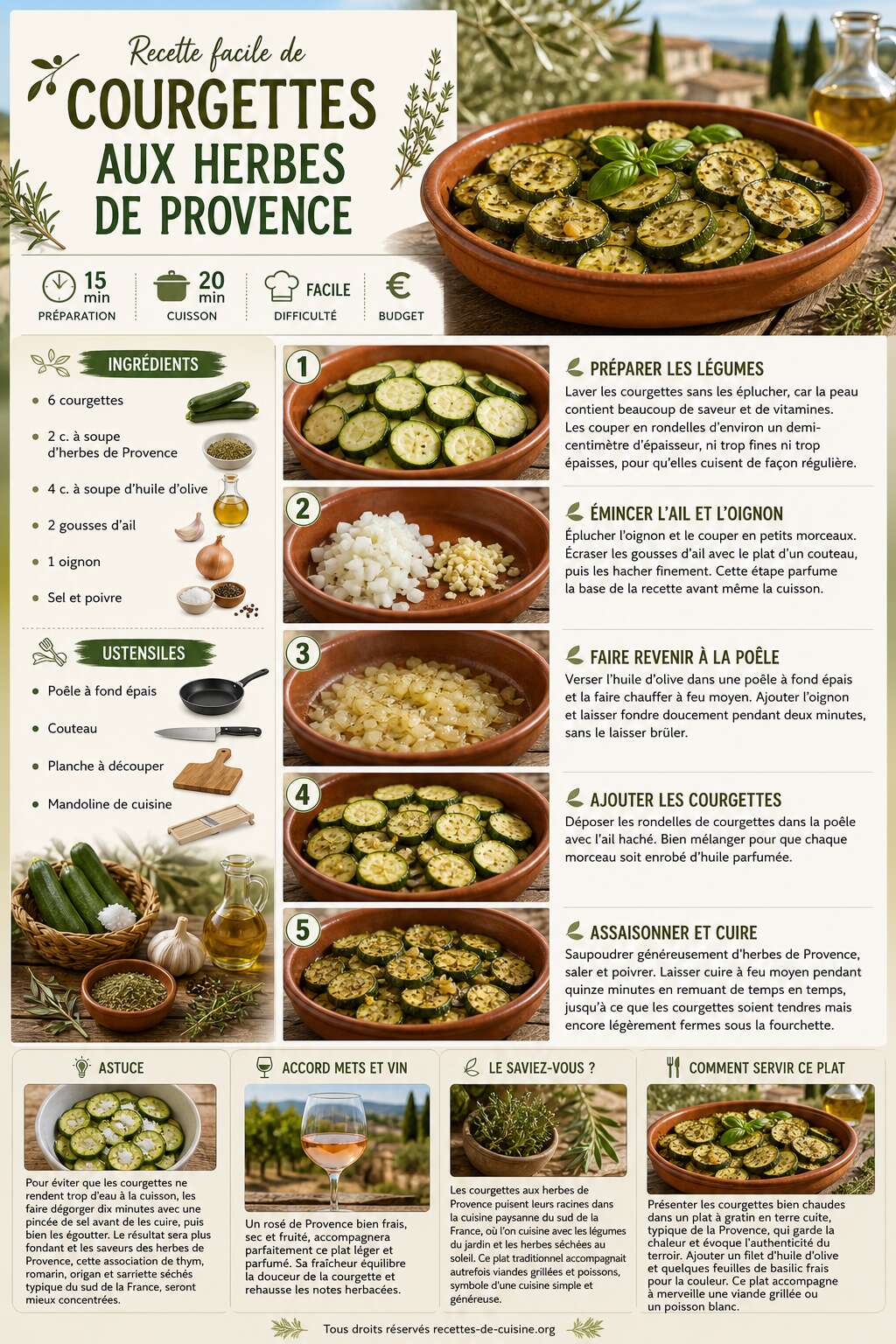 Fiche recette Recette facile de courgettes aux herbes de Provence Fiche recette Recette facile de courgettes aux herbes de Provence