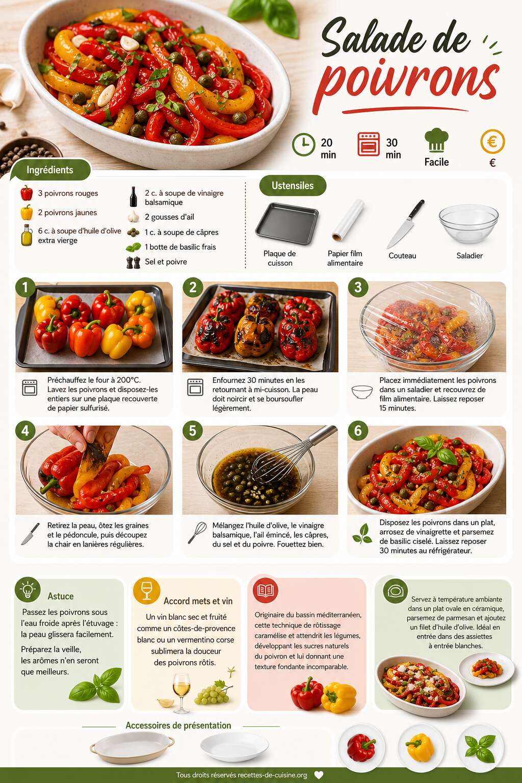 Fiche recette Recette facile de salade de poivrons