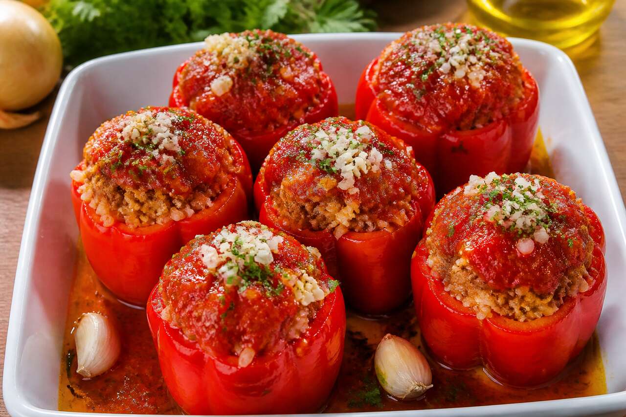Recette de poivrons farcis au bœuf sauce tomate
