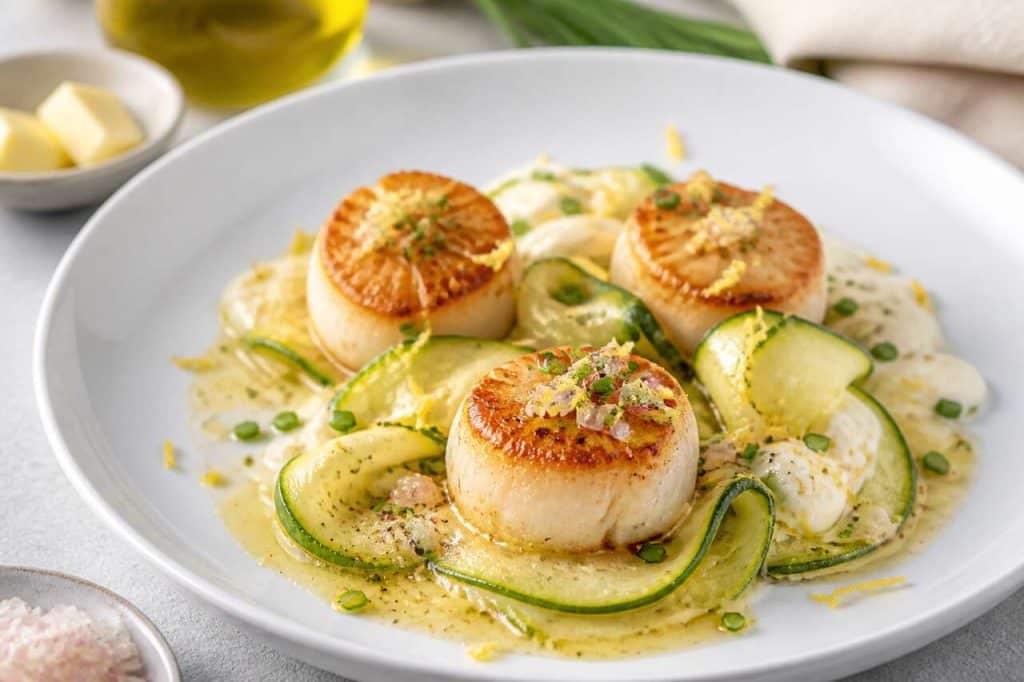 Recette de farandole de courgettes aux Saint-Jacques