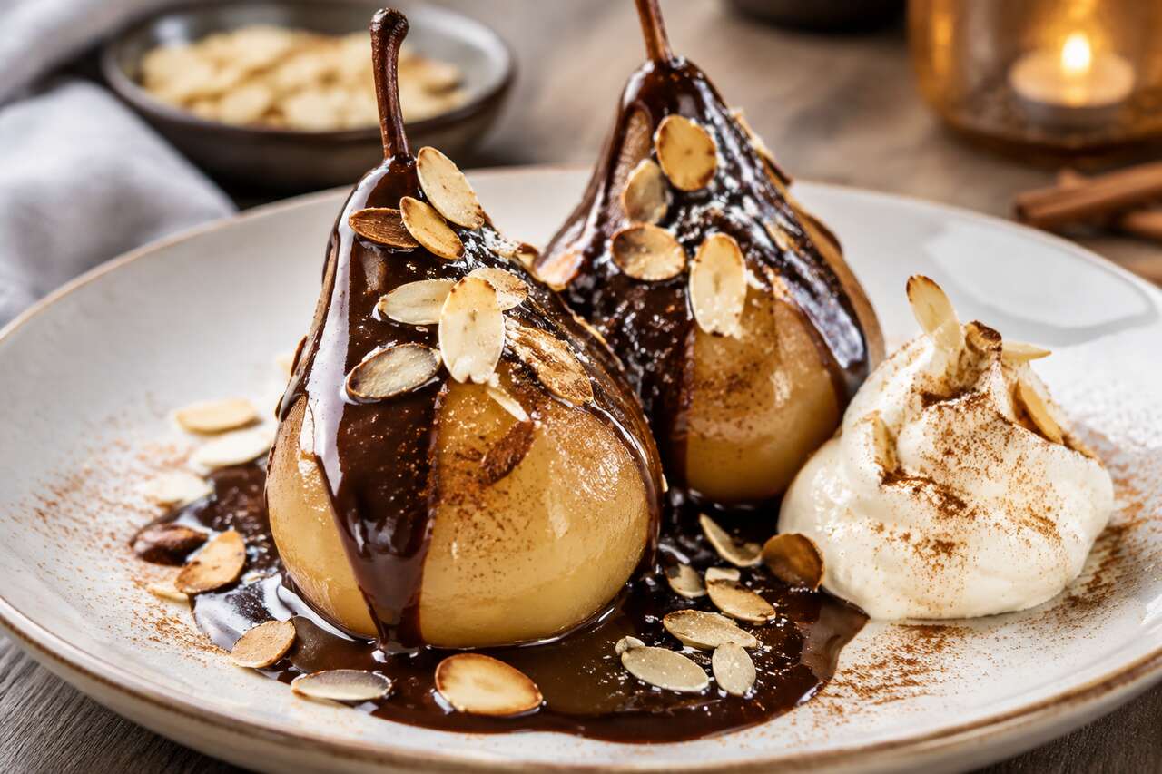 Recette de poires au chocolat et amandes