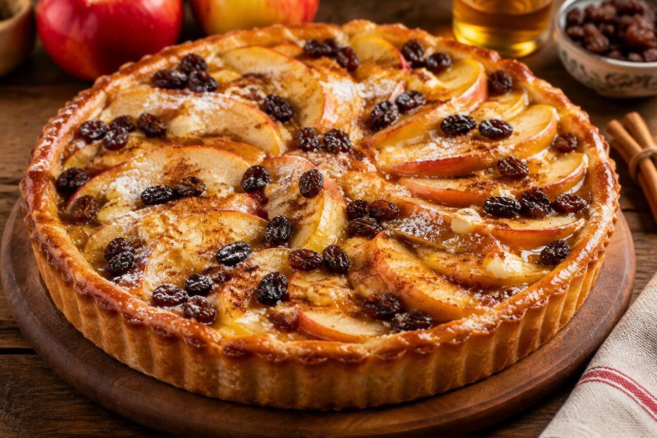Recette de tarte aux pommes et raisins secs
