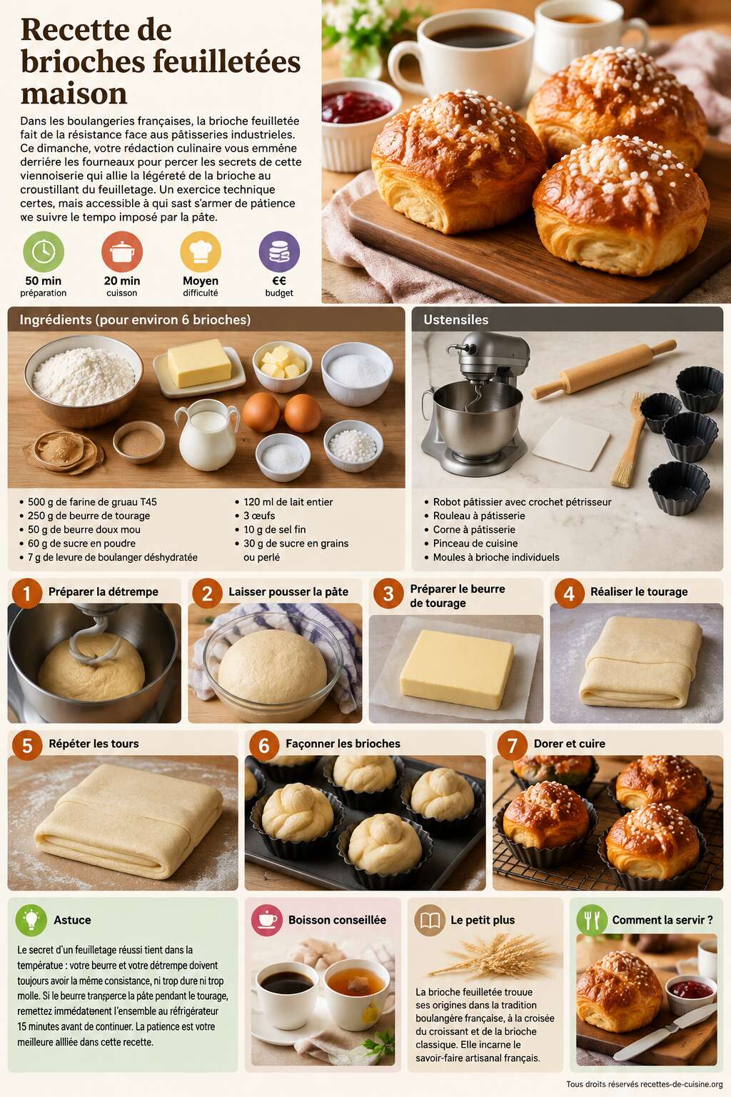 Fiche recette Recette de brioches feuillet&eacute;es maison