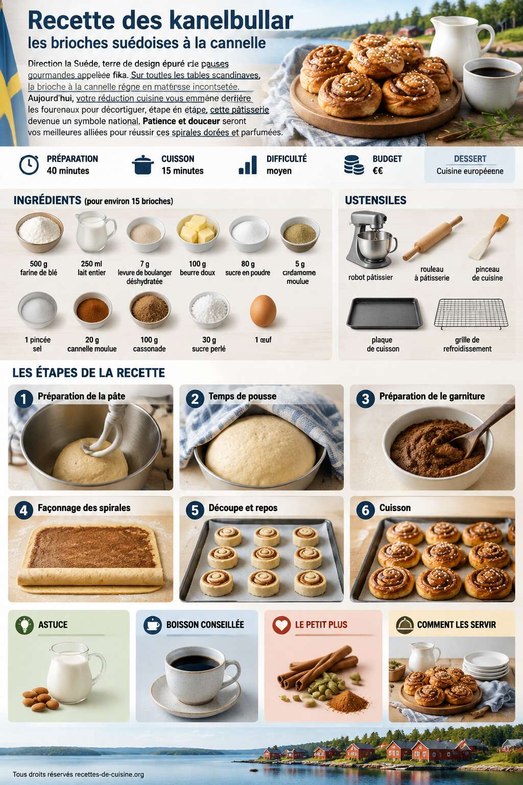 Fiche recette Recette des kanelbullar, les brioches su&eacute;doises &agrave; la cannelle