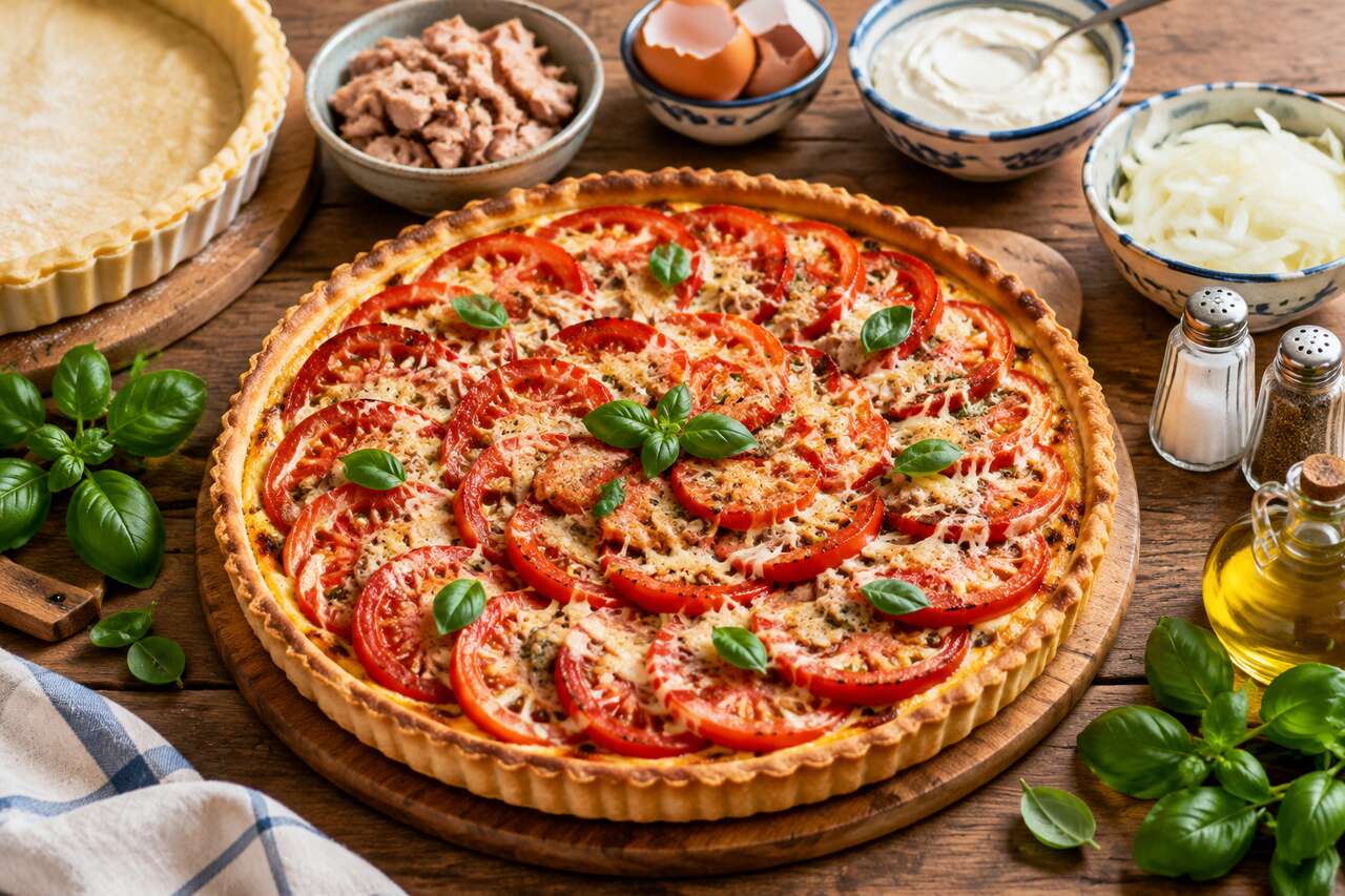 Recette facile de tarte au thon et à la tomate