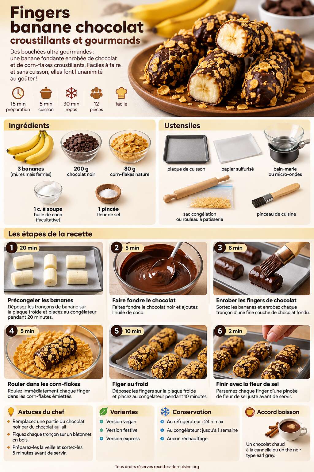 Fiche recette Recette de fingers banane chocolat croustillants et gourmands Fiche recette Recette de fingers banane chocolat croustillants et gourmands