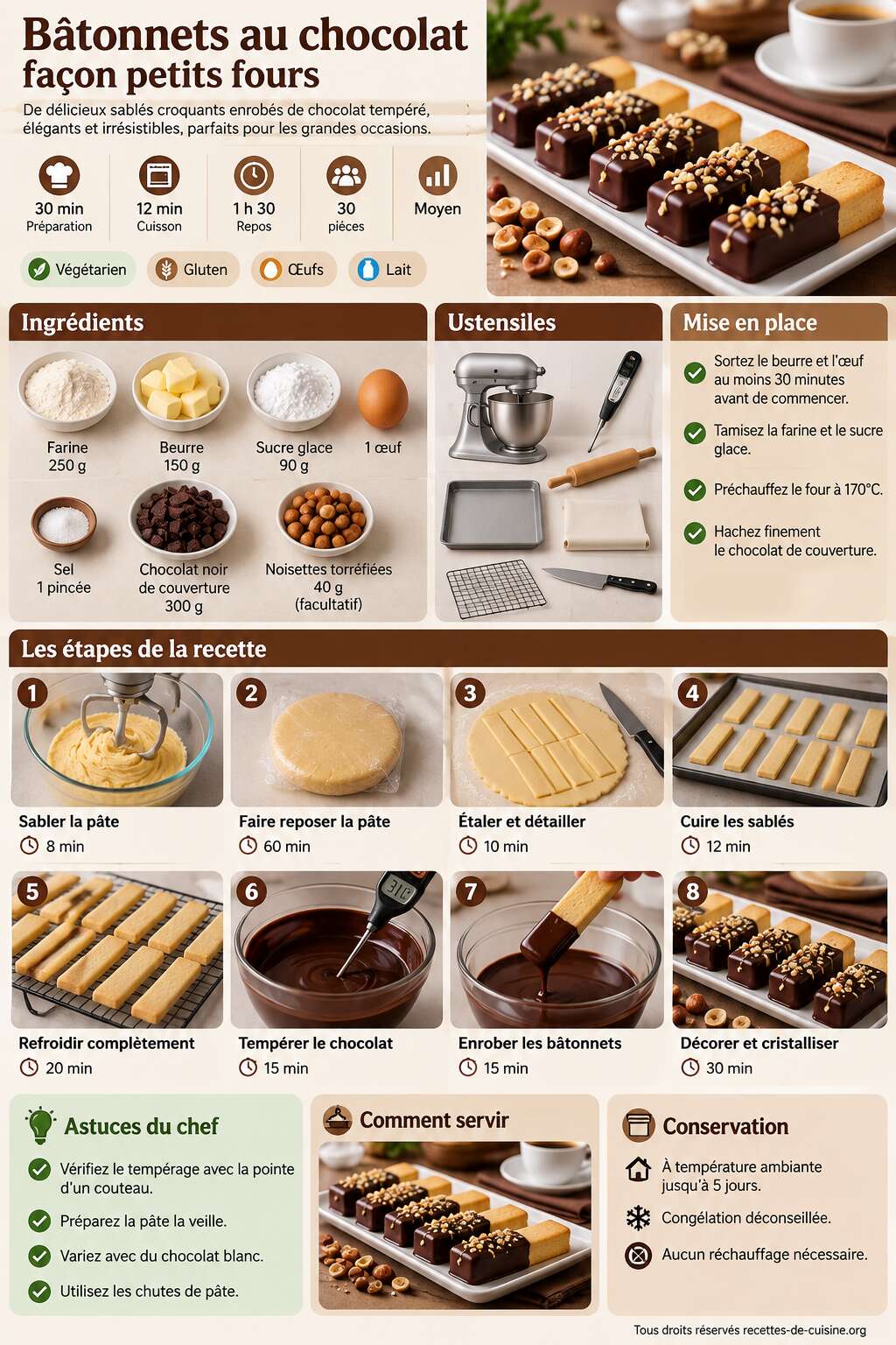Fiche recette Recette de b&acirc;tonnets au chocolat fa&ccedil;on petits fours