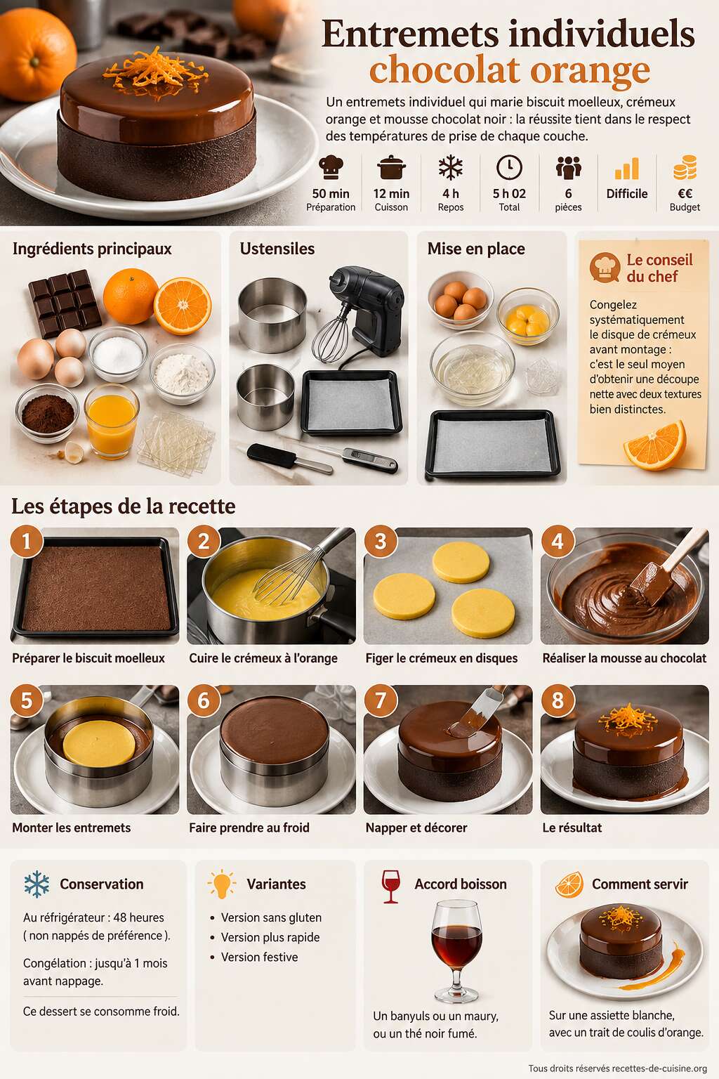 Fiche recette Recette d'entremets individuels chocolat orange Fiche recette Recette d'entremets individuels chocolat orange