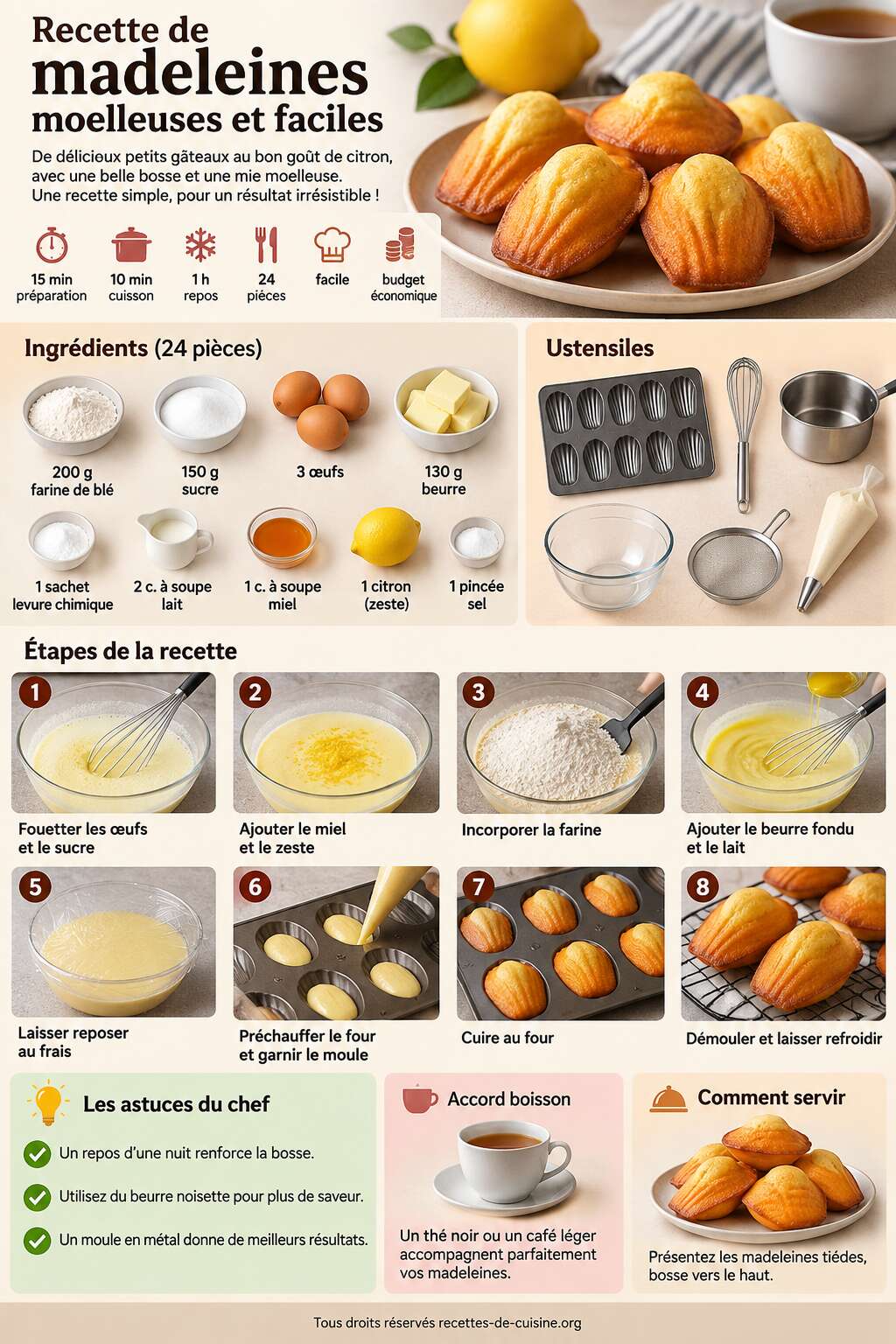 Fiche recette Recette de madeleines moelleuses et faciles Fiche recette Recette de madeleines moelleuses et faciles