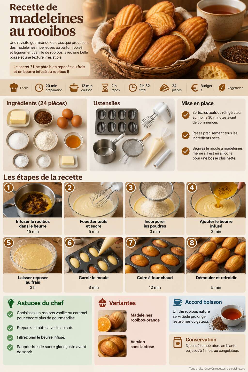 Fiche recette Recette de madeleines au rooibos Fiche recette Recette de madeleines au rooibos