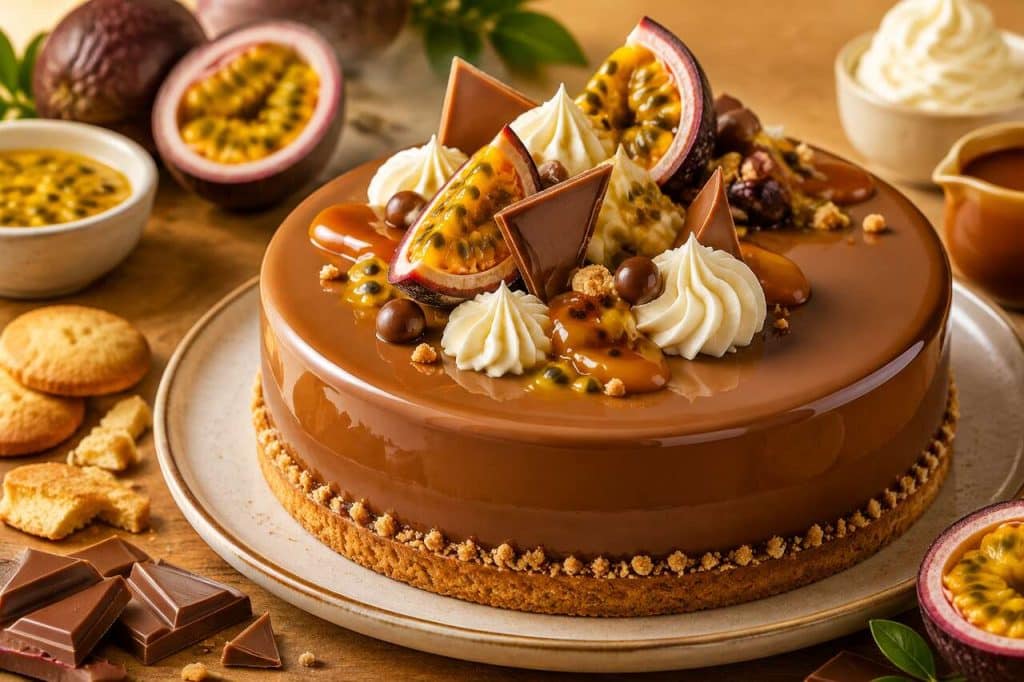 Recette d'entremets chocolat au lait et passion